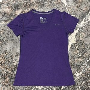 Nike Purple V-neck Dri-FIT Short Sleeve T-Shirt